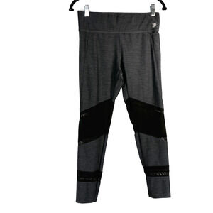 Pink Victoria's Secret Leggings Women Medium Gray Black Mesh Cropped Active